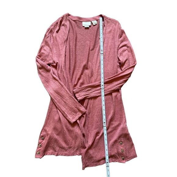 Cynthia Rowley Mauve Dusty Pink long line 100% linen open front cardigan lagenlo - Picture 4 of 7